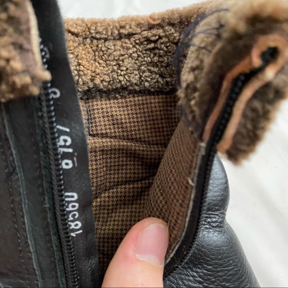 Anfibio size 7 heel leather boots - Italian made biker full grain pebble Sherpa - Picture 12 of 13